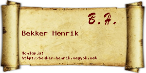Bekker Henrik névjegykártya